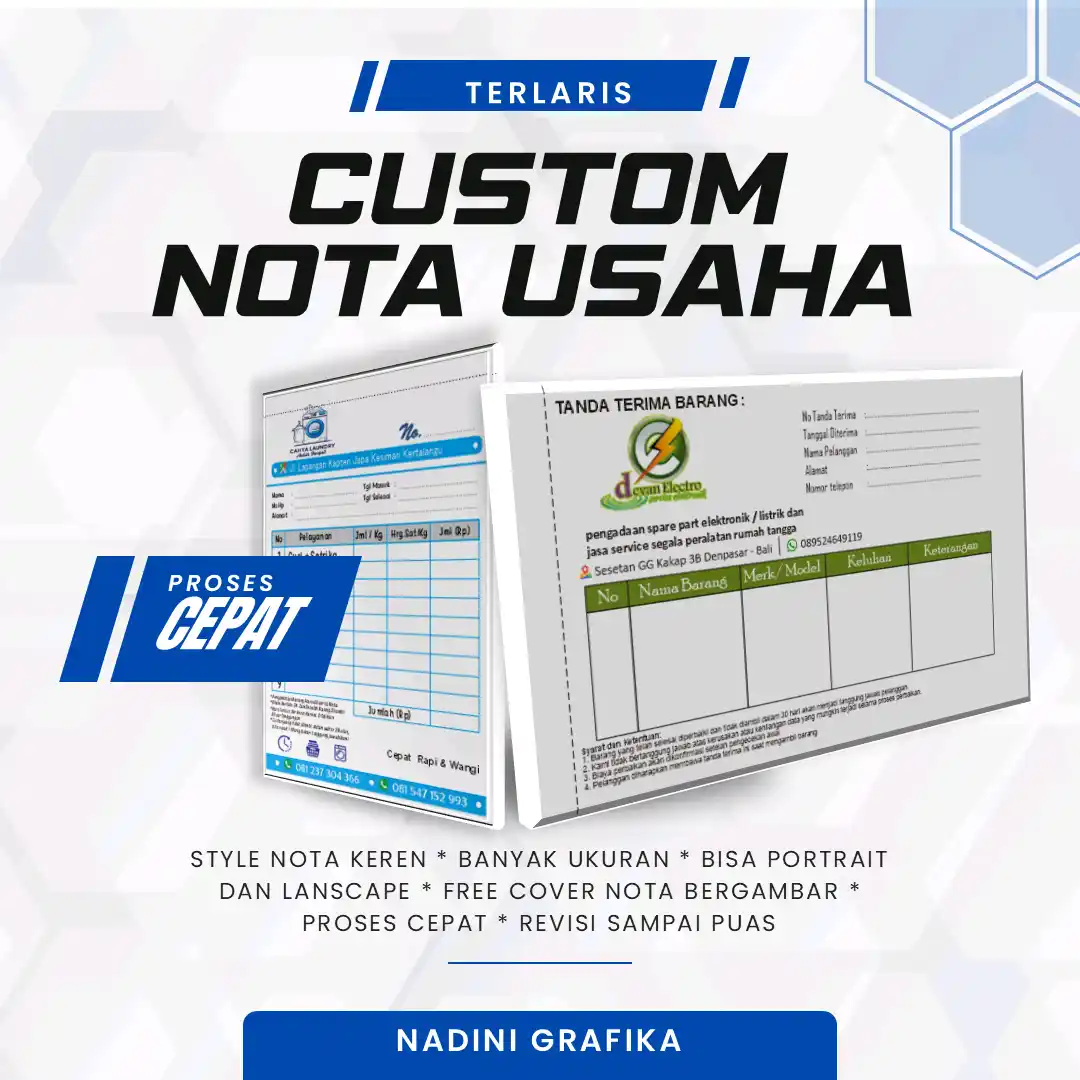 Nota Custom Nama Usaha Sendiri 1/2 folio (min 2pcs)